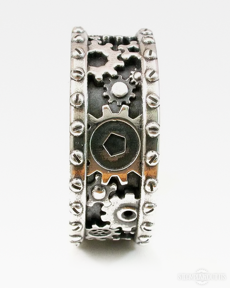 Steampunk Ring mit Zahnrädern