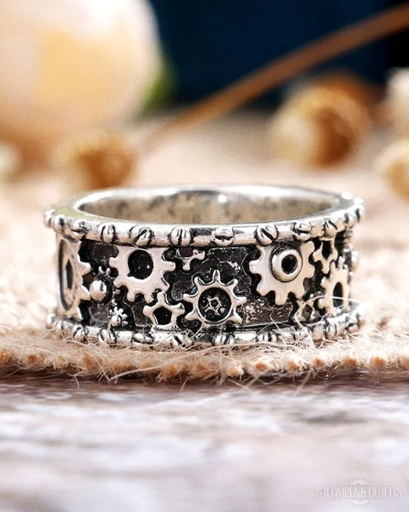 Steampunk Ring mit Zahnrädern
