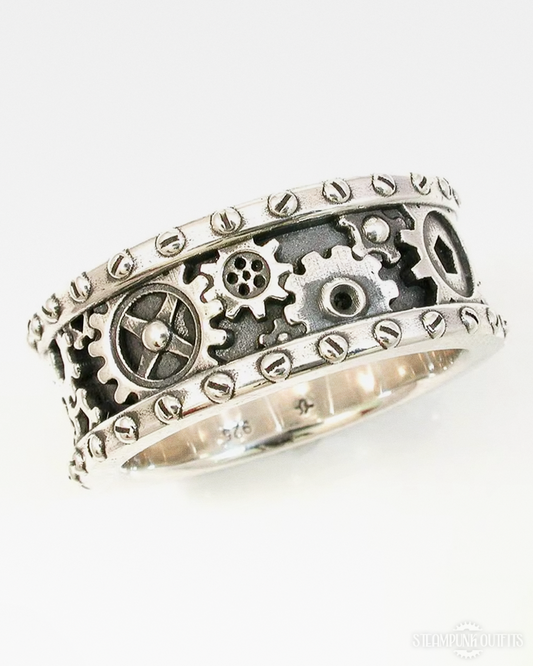 Steampunk Ring mit Zahnrädern