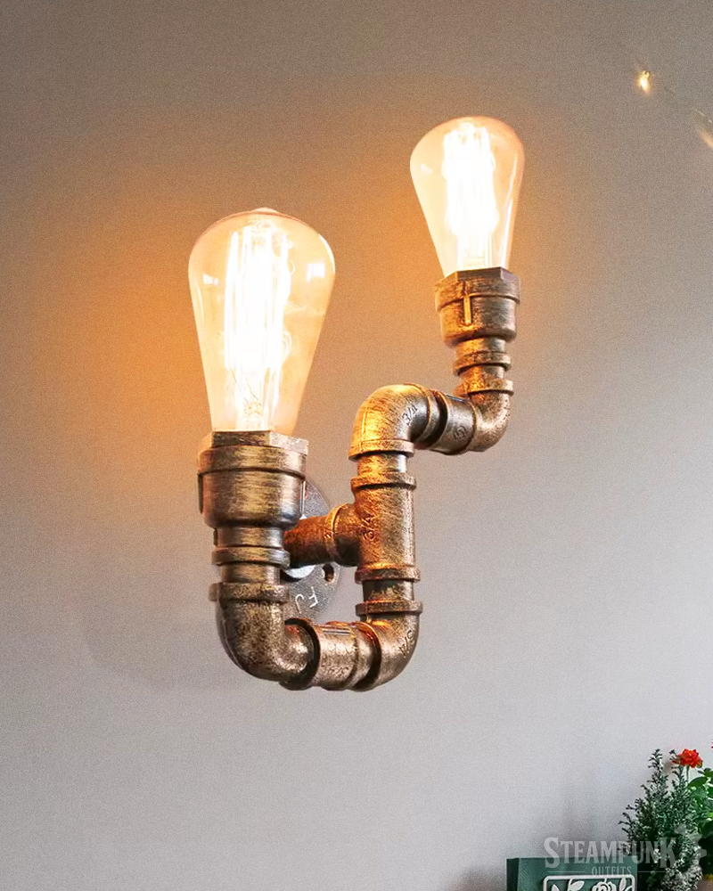 Steampunk Rohr Wandlampe
