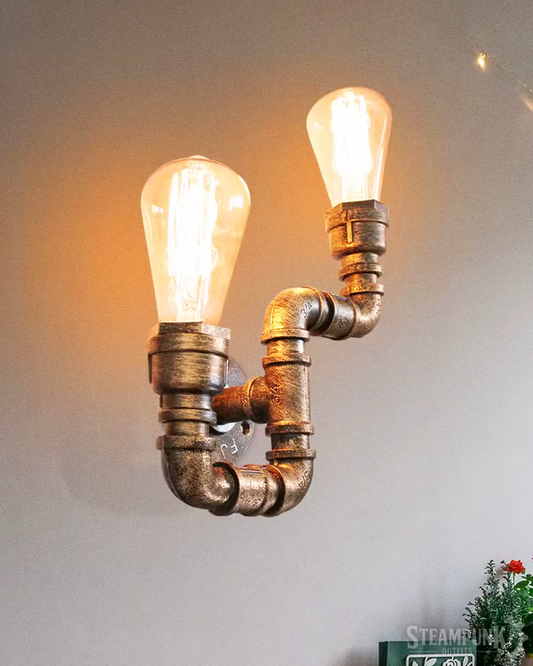 Steampunk Rohr Wandlampe