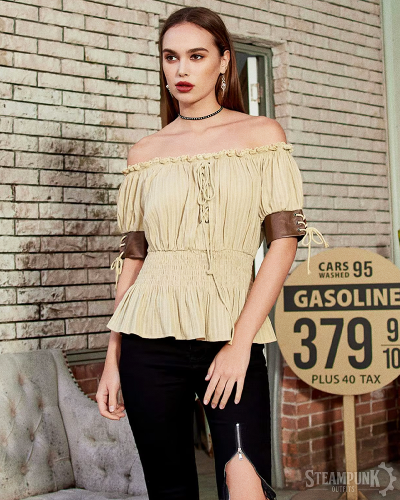 Steampunk Schulterfreie Bluse