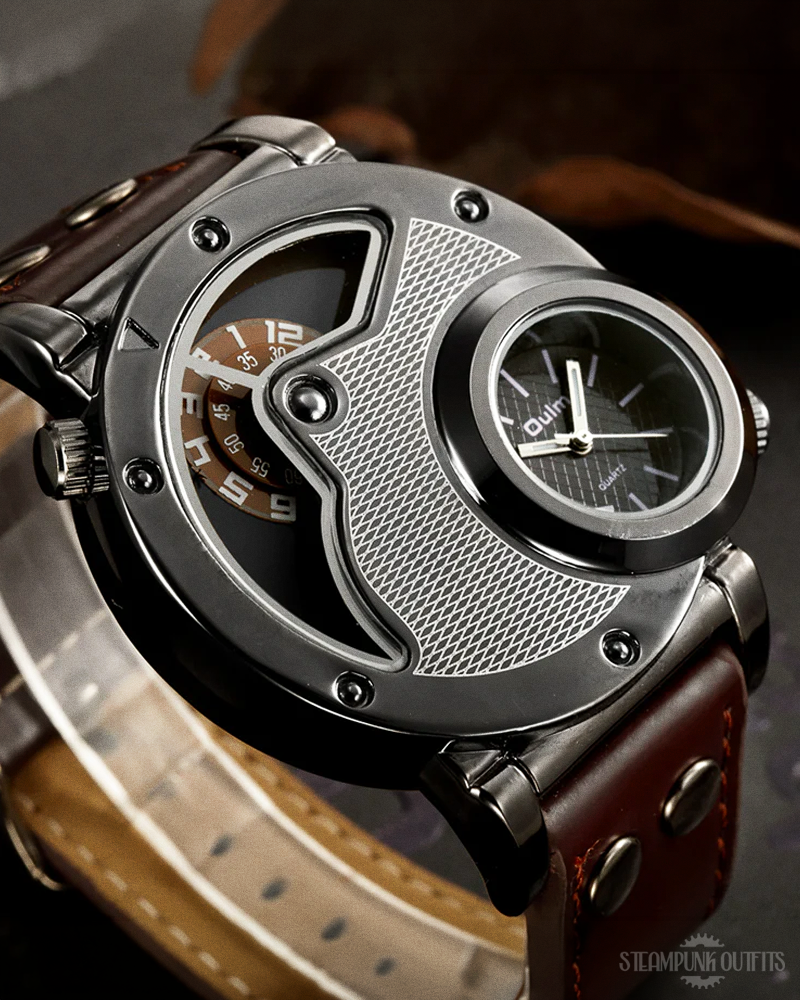 Steampunk Uhr mit zwei Zeitzonen