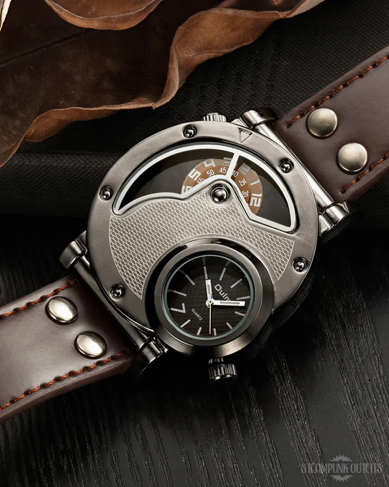 Steampunk Uhr mit zwei Zeitzonen