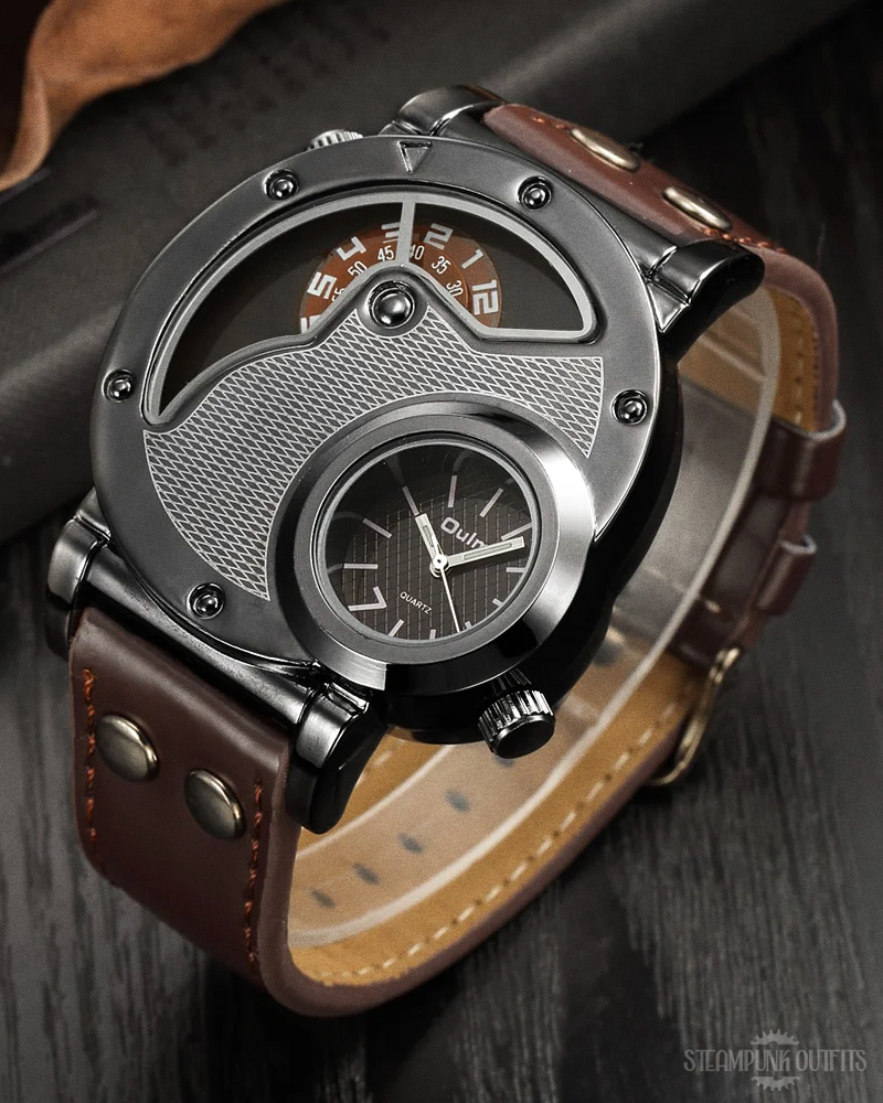 Steampunk Uhr mit zwei Zeitzonen